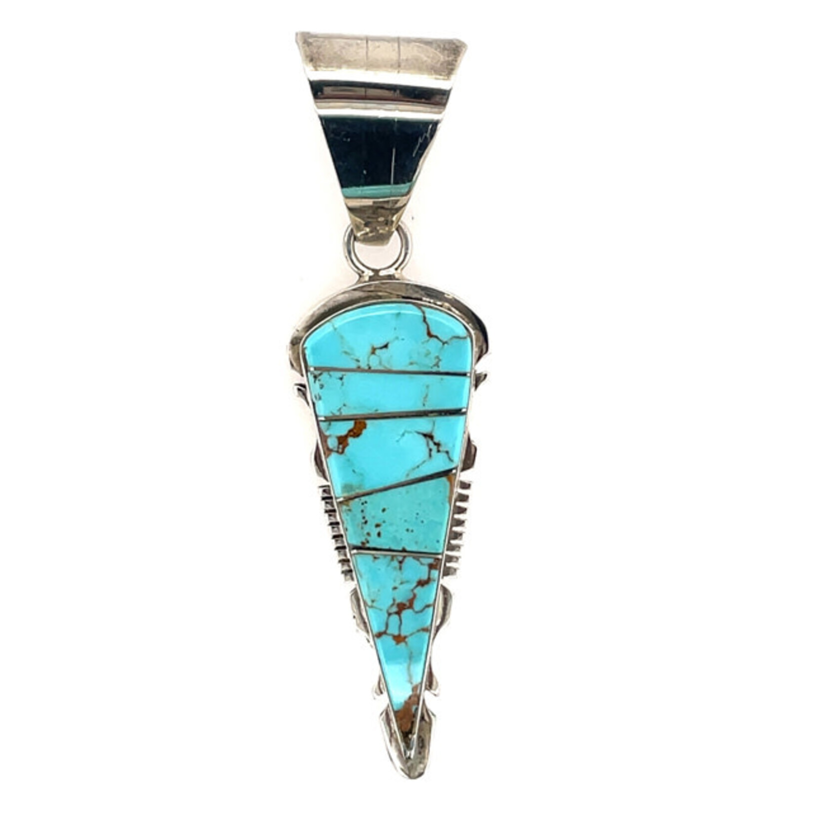 NAVAJO SILVER TURQUOISE PENDANT NAVAJO STEVE FRANCISCO