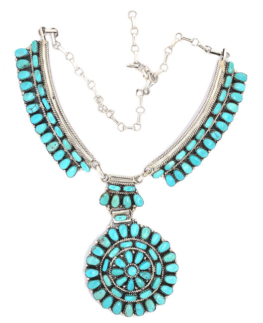 SILVER TURQUOISE NECKLACE NAVAJO - JESSE WILLIAMS - Art Gallery H