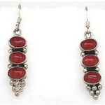NATIVE AMERICAN SS WIRE EARRINGS W/3-OVL CORAL-GARY SHORTY