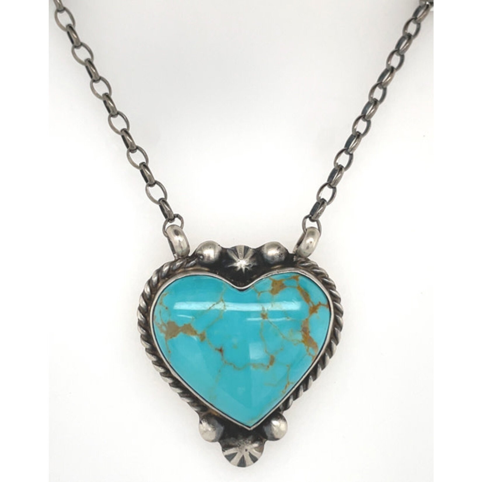 Gold Plated Geometric Turquoise Heart Charm Necklace | Lily Charmed