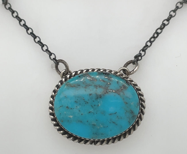 SILVER TURQUOISE NECKLACE NAVAJO - ALFRED MARTINEZ