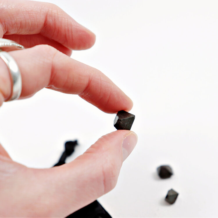 Magnetite Octahedron Crystals (3) in Velvet Pouch