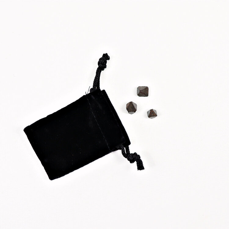 Magnetite Octahedron Crystals (3) in Velvet Pouch