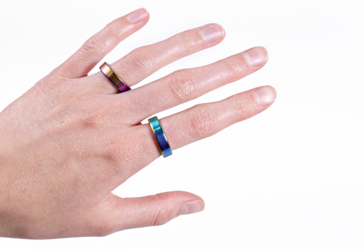 Natural Hematite Titanium Rainbow  Hematite Ring