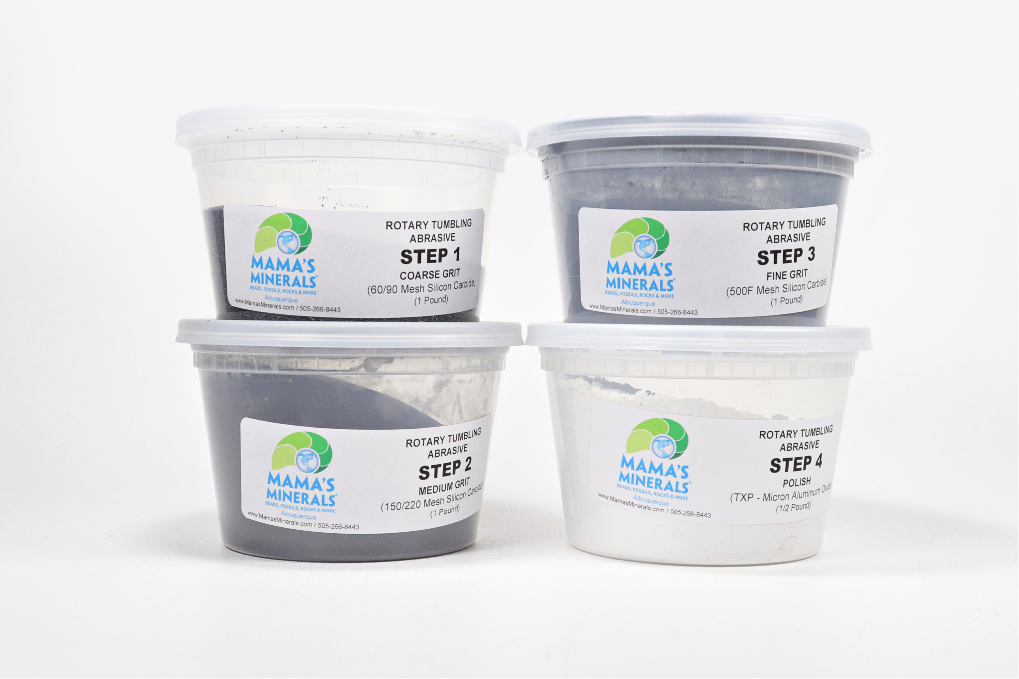 4-Stage Rock Polishing Grit Kit For 3lb Leegol Tumblers – Made In USA