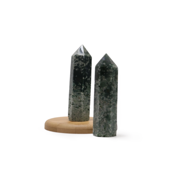 Moss Agate Polished Point ~3"