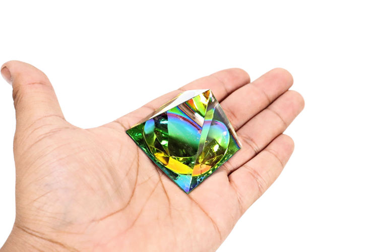 Rainbow Glass Pyramid 1 1/2"