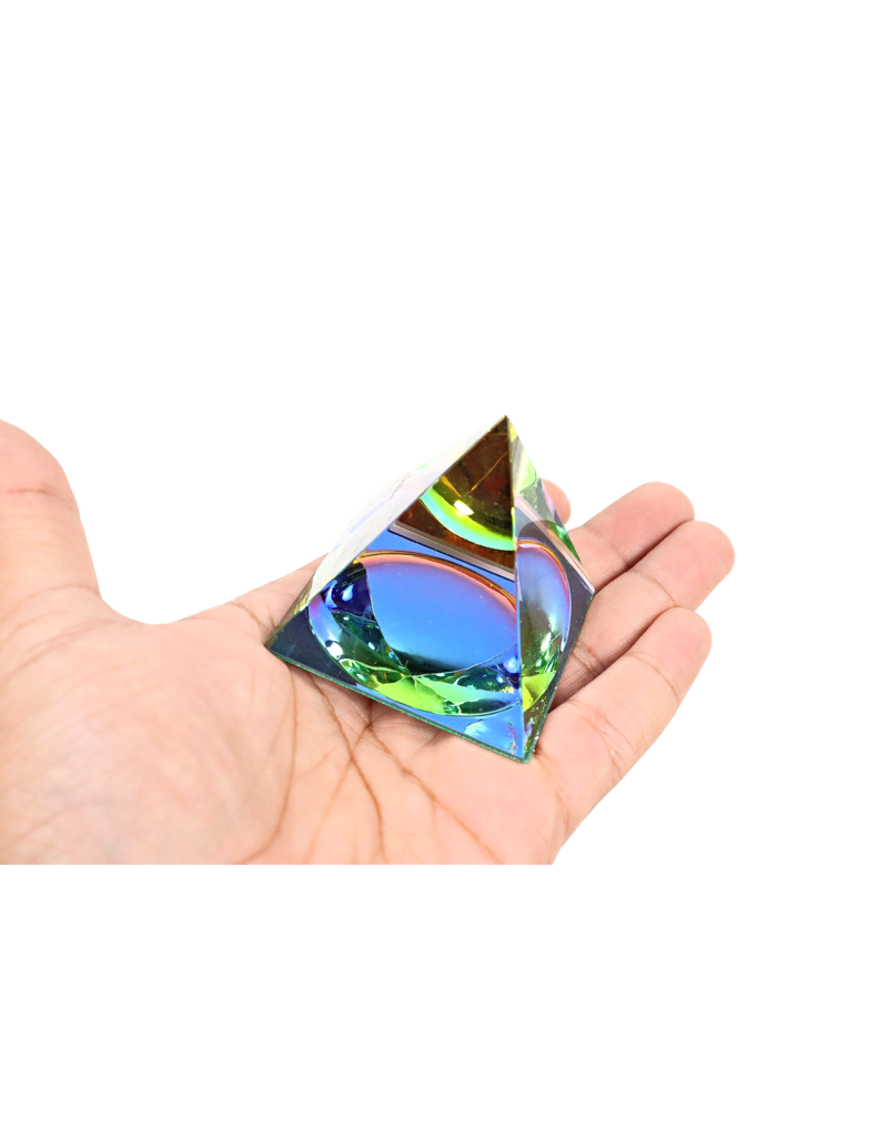 Rainbow Glass Pyramid 2"