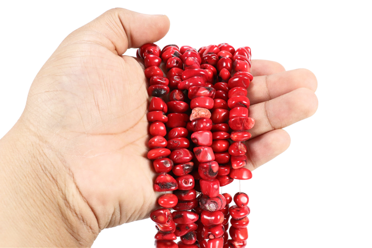 Red Bamboo Coral Chips 10x13mm Dyed