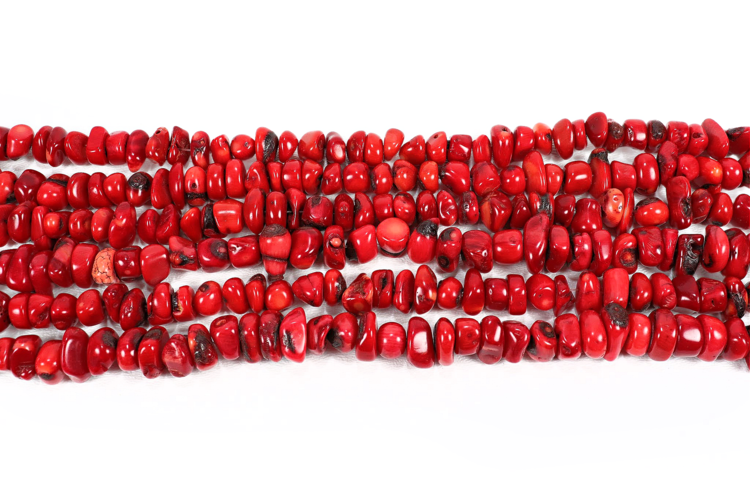 Red Bamboo Coral Chips 10x13mm Dyed