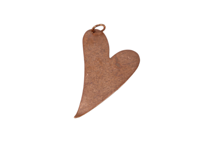 Copper Artisan Heart Charm 40x25mm