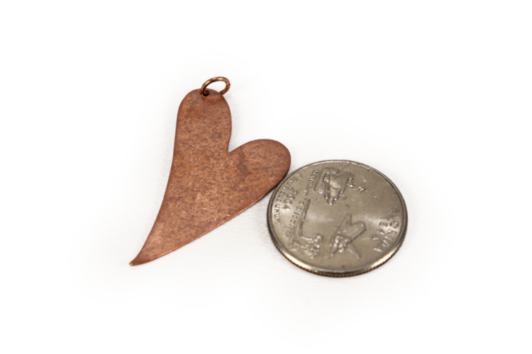 Copper Artisan Heart Charm 40x25mm