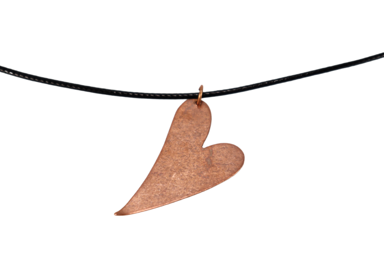 Copper Artisan Heart Charm 40x25mm