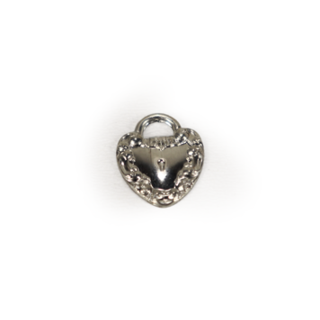 Solid Pewter Locked Heart Charm 19x14mm