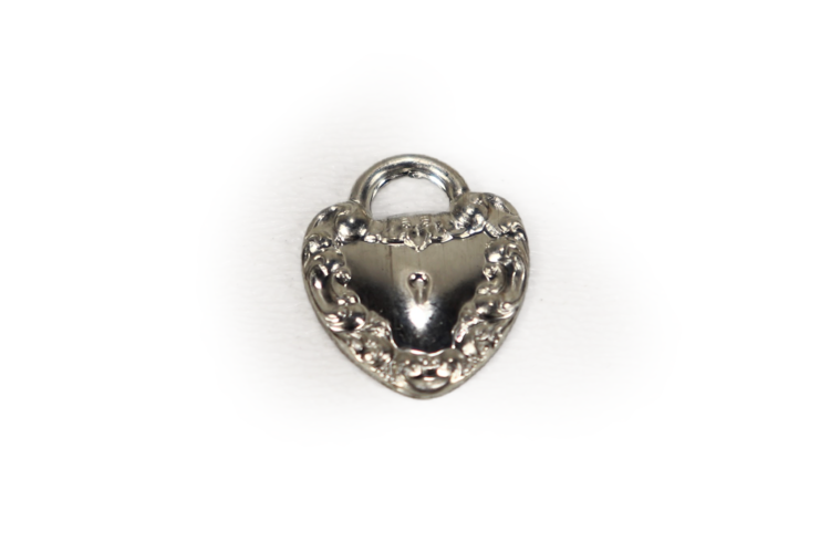 Solid Pewter Locked Heart Charm 19x14mm