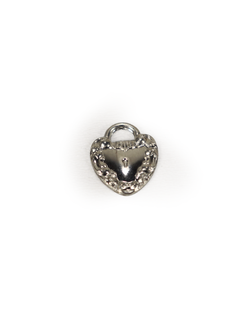 Solid Pewter Locked Heart Charm 19x14mm