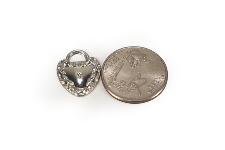 Solid Pewter Locked Heart Charm 19x14mm