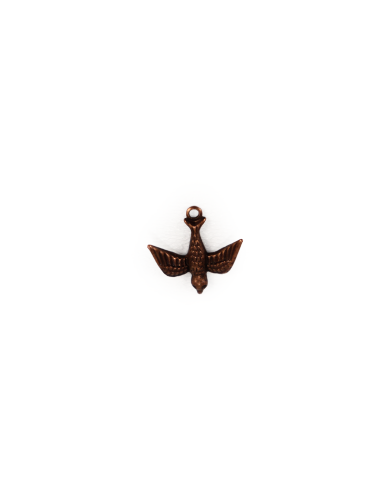 Copper Watchful Bird Charm 17x16.5mm