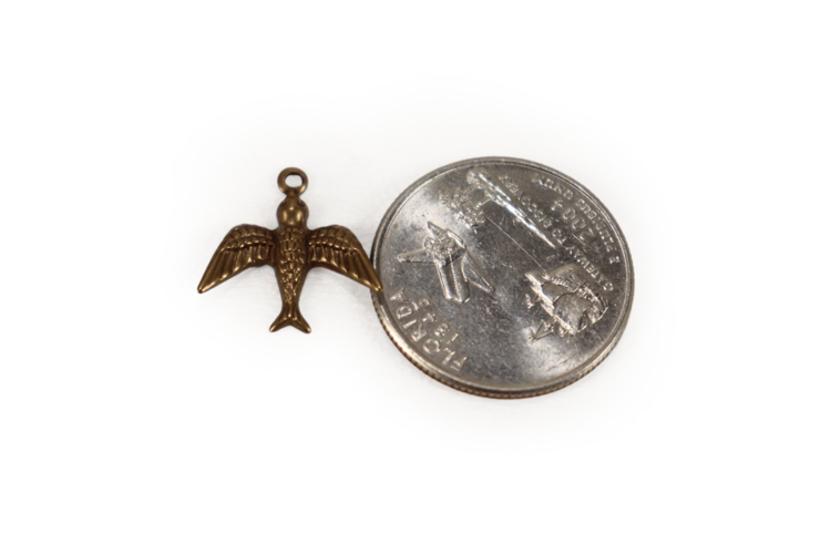 Upward Silver Bird Charm 17x17mm (Pewter)