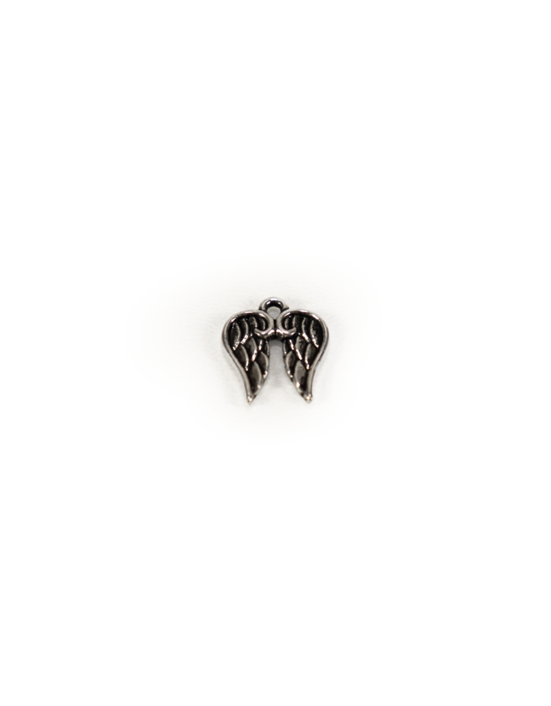 Antique Silver Angel Wings Charm 14x17mm