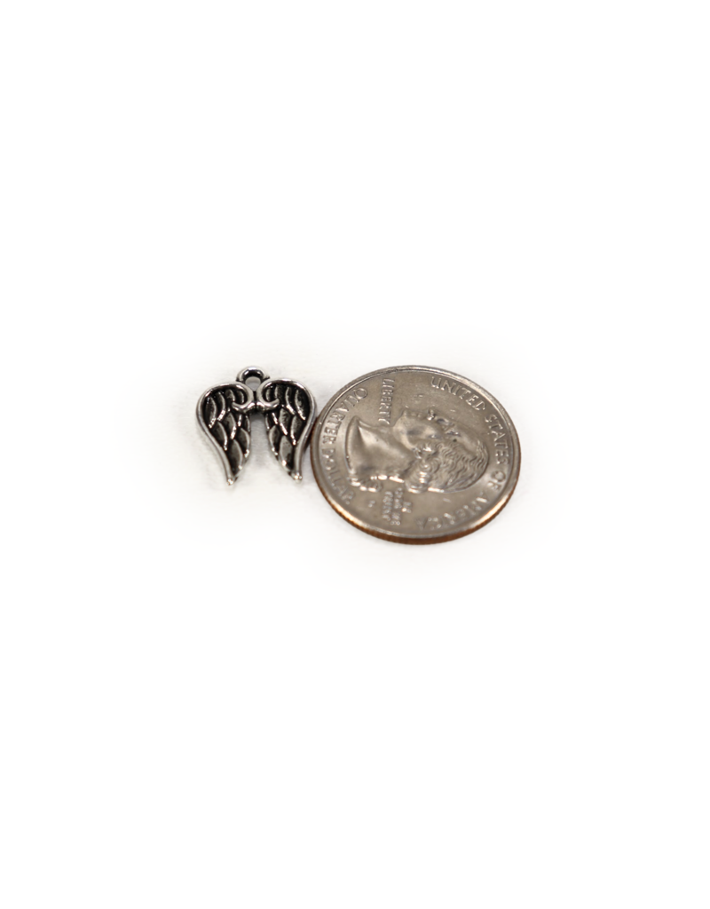 Antique Silver Angel Wings Charm 14x17mm