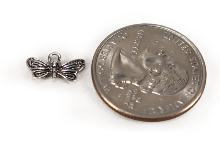 Antique Silver Butterfly Charm 12x6mm