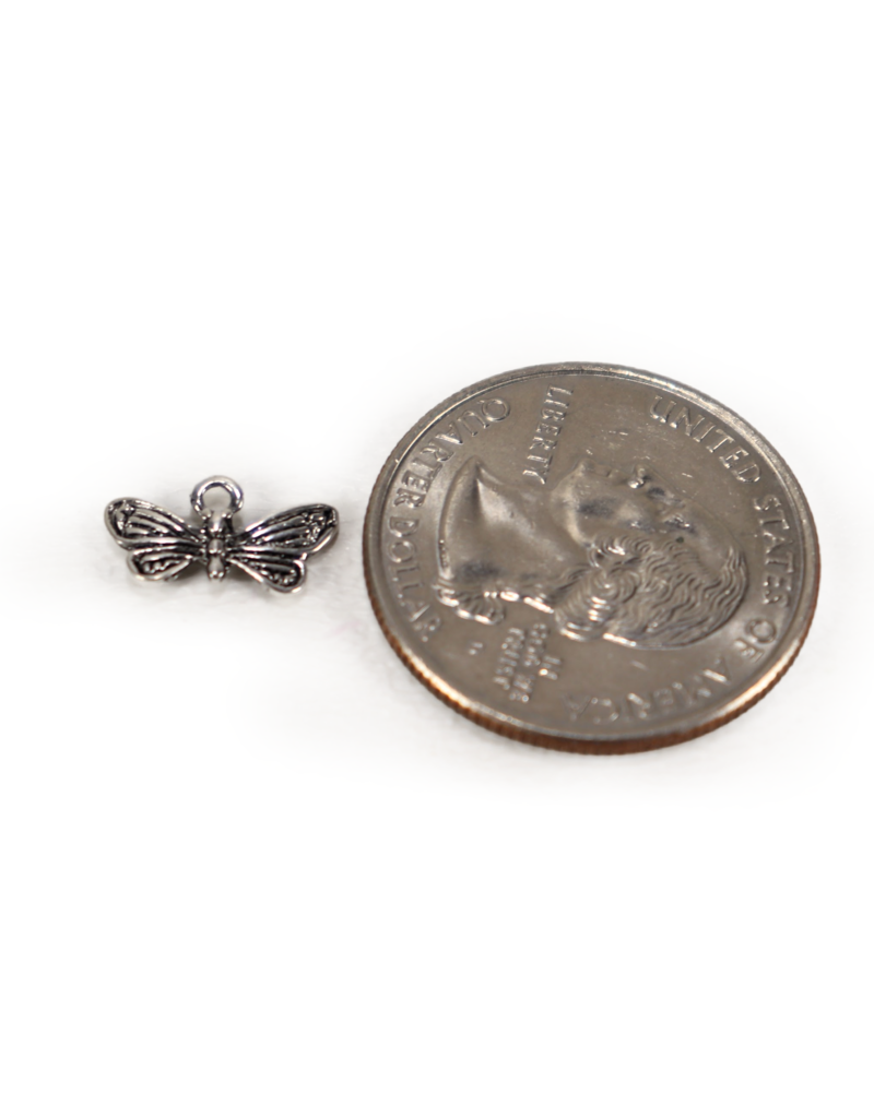 Antique Silver Butterfly Charm 12x6mm