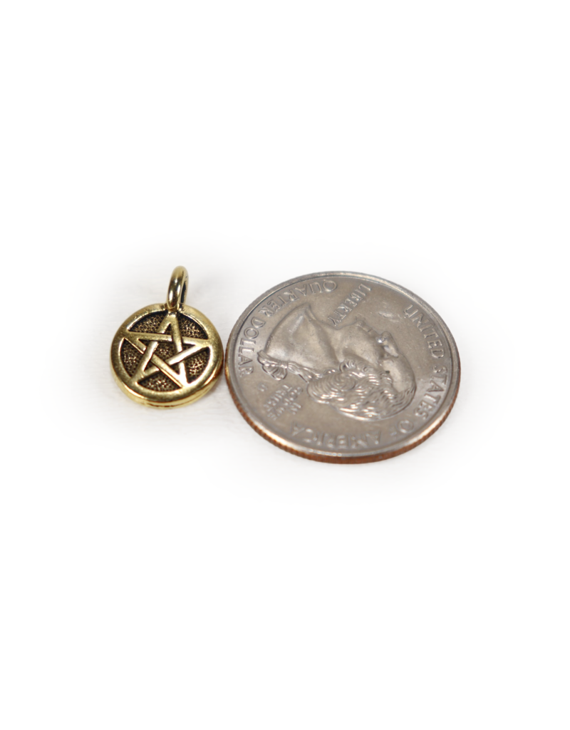 Pentagram Charm - Antiqued Gold