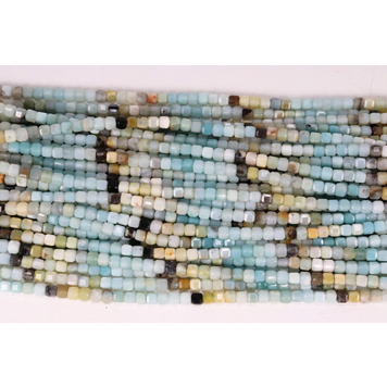Amazonite Faceted Cube 4mm