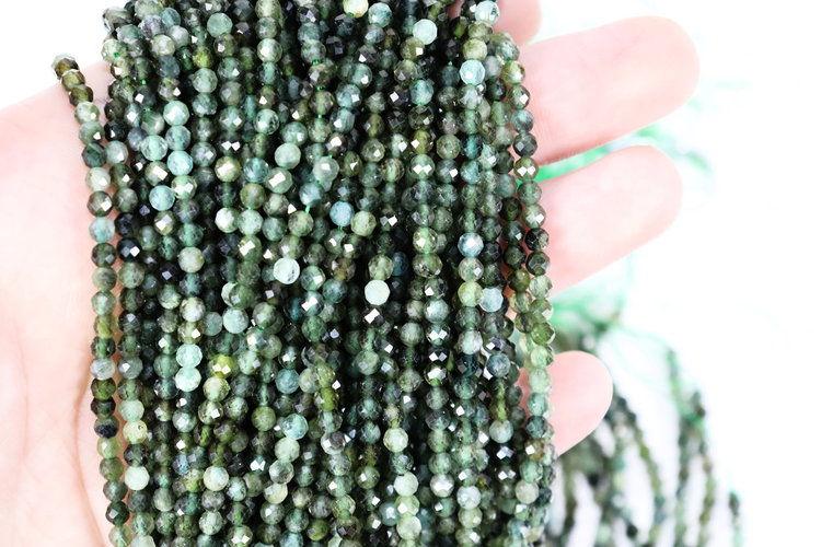Green Tourmaline Faceted Round 3-4mm