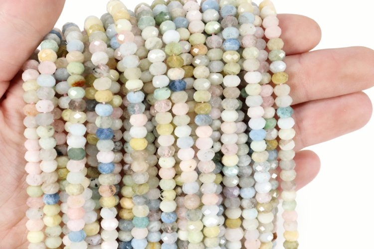 Morganite/Beryl Faceted Rondels 3x5mm