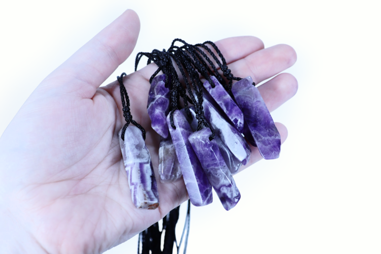 Adjustable Linen Gemstone Necklace