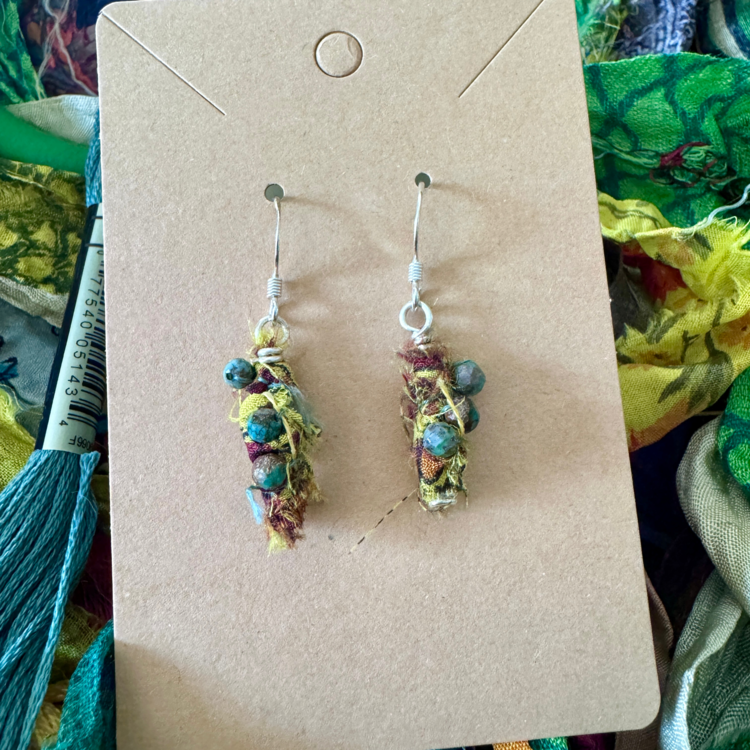 Mar. 7 SAT 10-12pm Recycled Silk Bead Earring Class