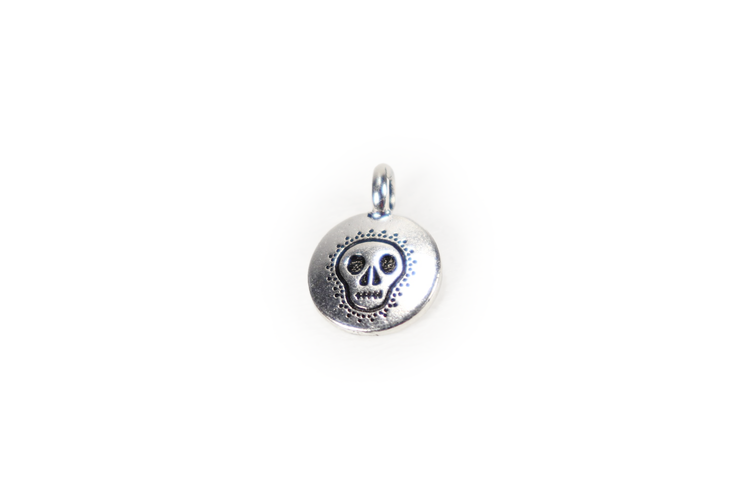 Antiqued Silver Sugar Skull Charm