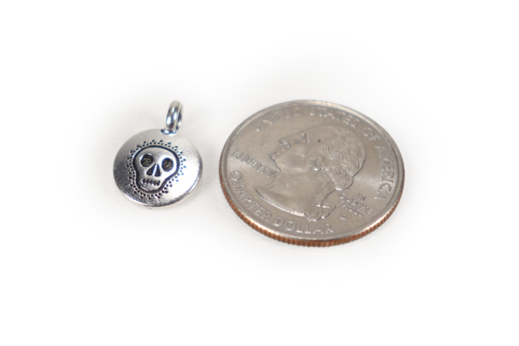 Antiqued Silver Sugar Skull Charm