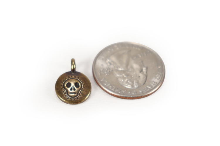 Antiqued Goldtone Sugar Skull Charm