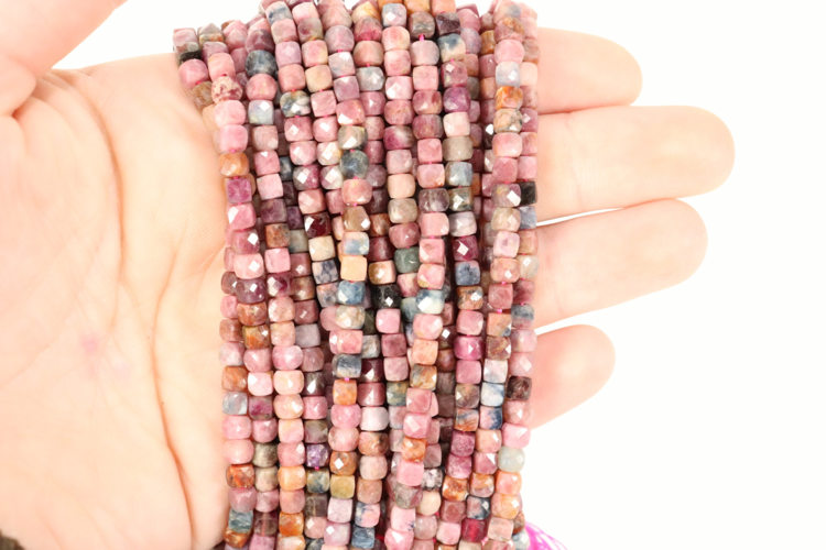 Ruby Sapphire Faceted Cube 4-5mm