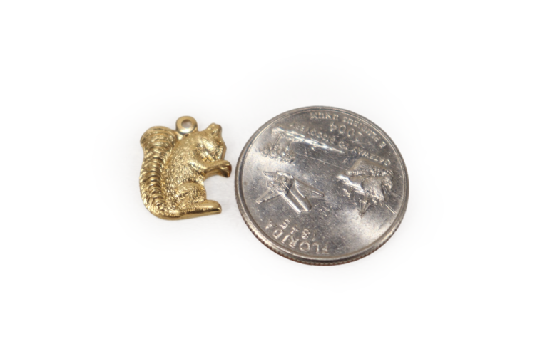 Brass Gathering Squirrel Charm