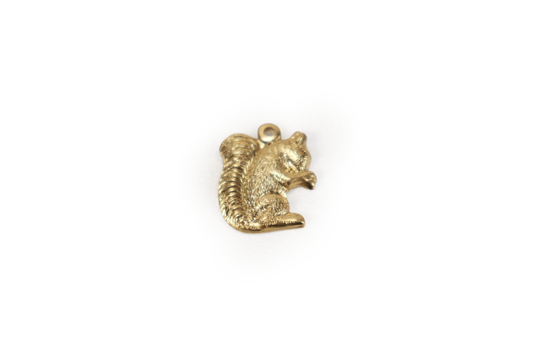 Brass Gathering Squirrel Charm