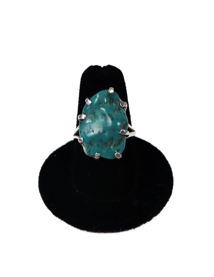 Turquoise Sterling Silver Prong Set Ring