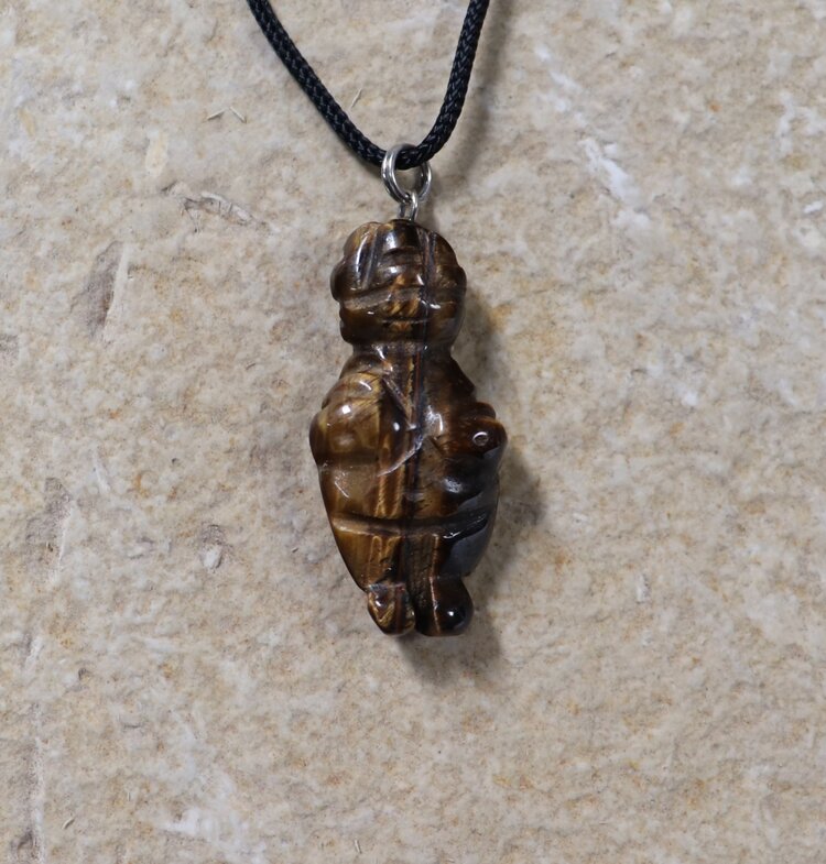 Carved  Venus Figurine Gemstone Necklace