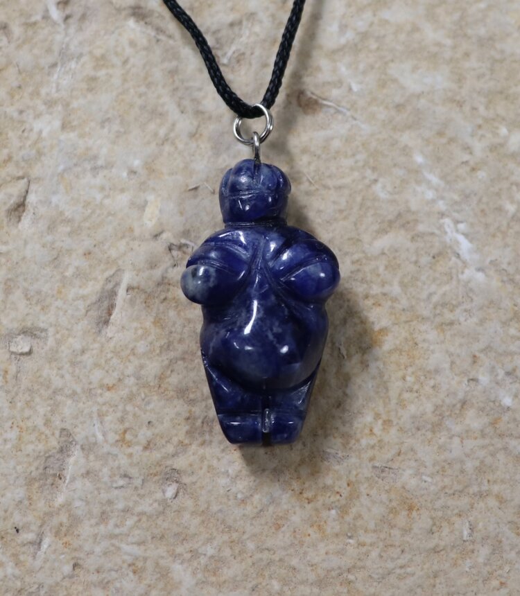Carved  Venus Figurine Gemstone Necklace
