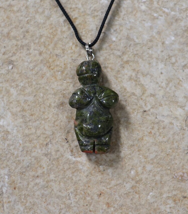 Carved  Venus Figurine Gemstone Necklace