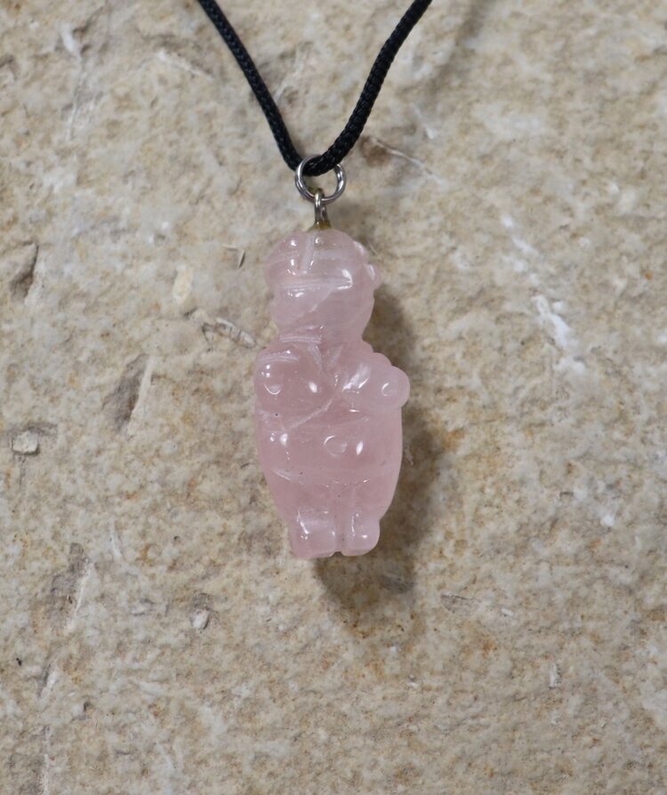 Carved  Venus Figurine Gemstone Necklace