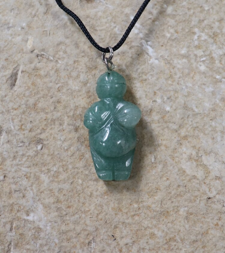 Carved  Venus Figurine Gemstone Necklace