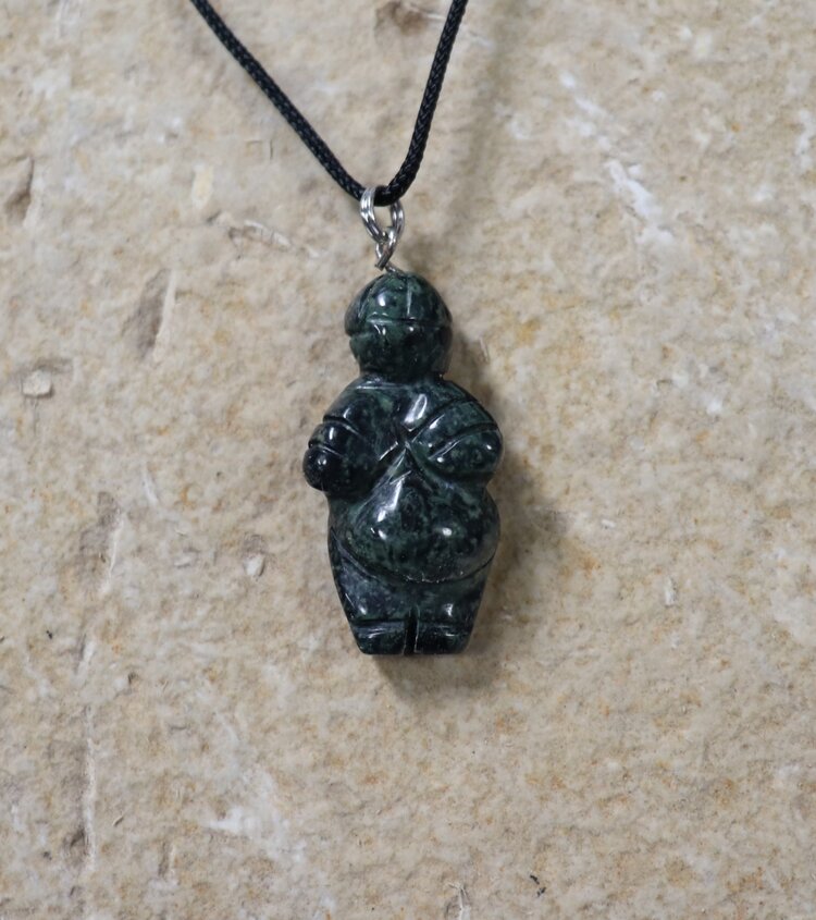 Carved  Venus Figurine Gemstone Necklace