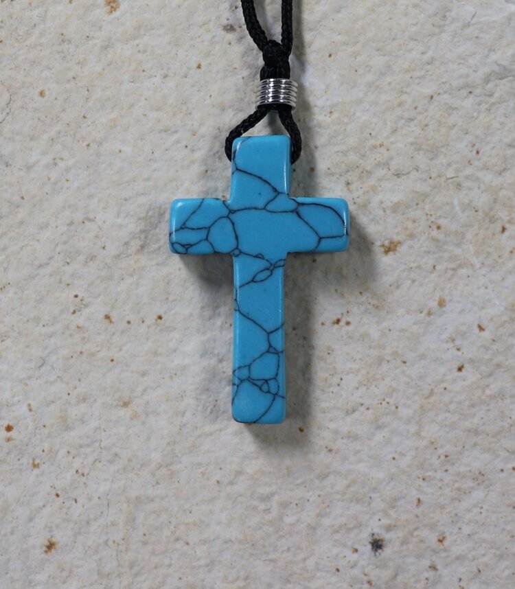 Carved Cross Gemstone Necklace