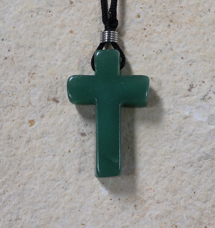 Carved Cross Gemstone Necklace