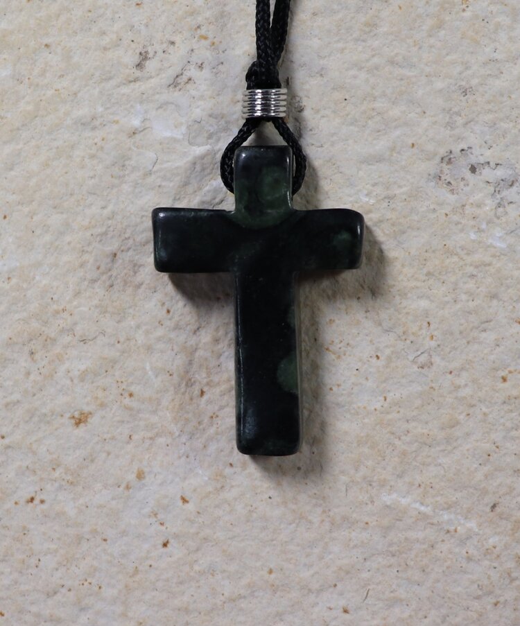 Carved Cross Gemstone Necklace