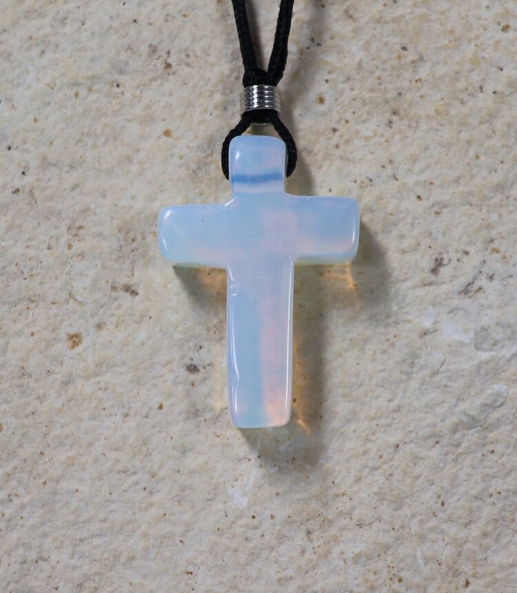 Carved Cross Gemstone Necklace